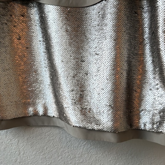 Banana Republic Pewter Sequin Layered Spaghetti Strap Mini Dress Size 6 - Picture 8 of 16